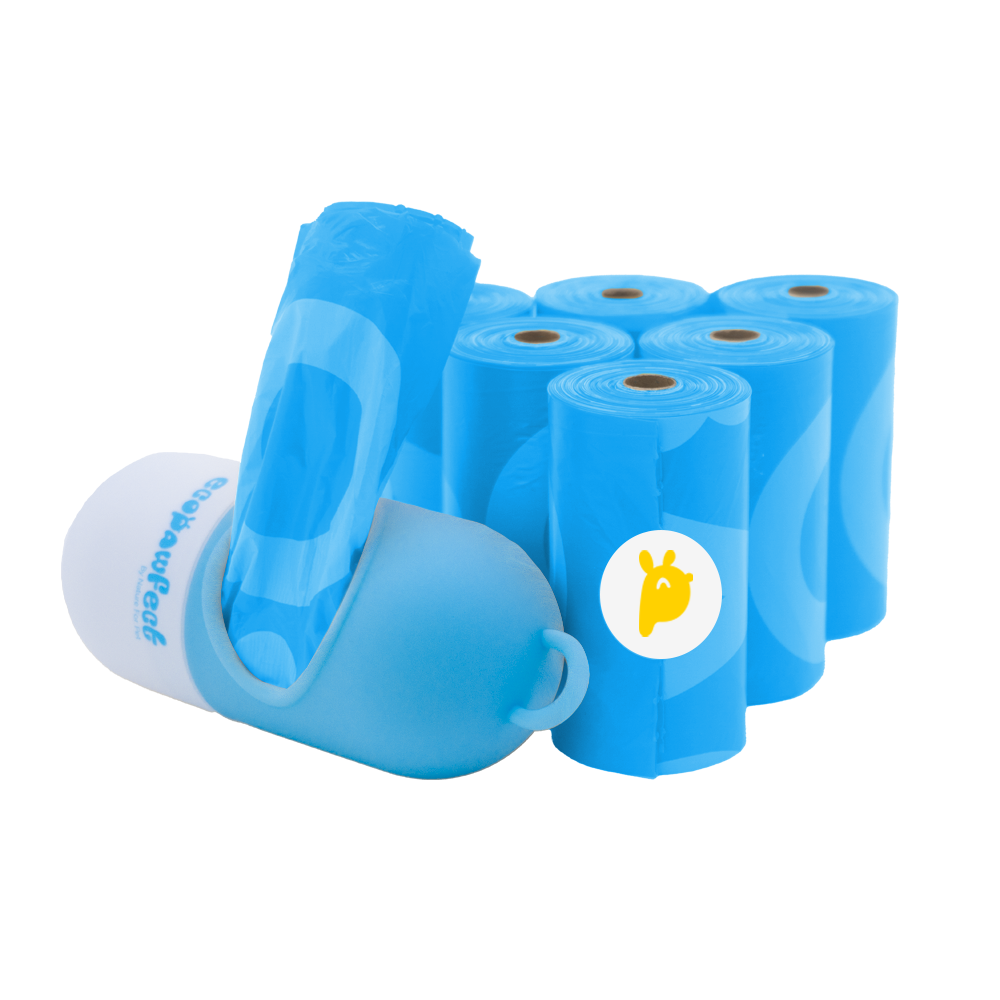 Blue poop bags