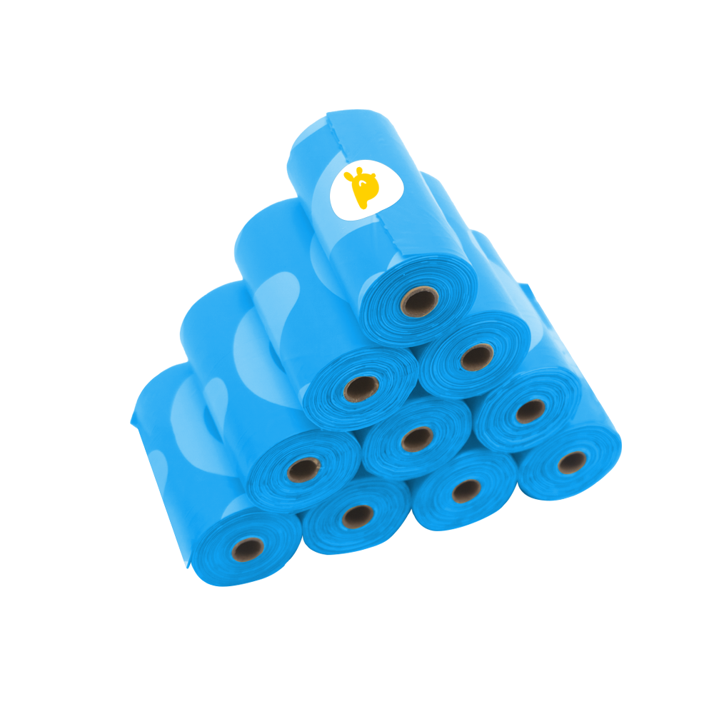 10 Rolls of Plant-Based Dog Poop Bags (blue) — 150 Tear-Resistant Bags in a Bulk Refill Pack |  Landfill-Friendly, Non-Plastic, Ultimate Odor Control, Durable.